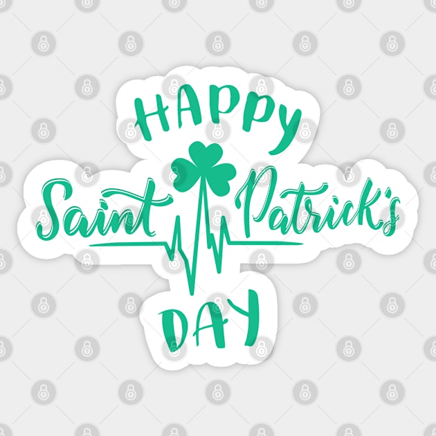 Happy St Patricks Day Heartbeat pulse Shamrock Sticker by Sal71